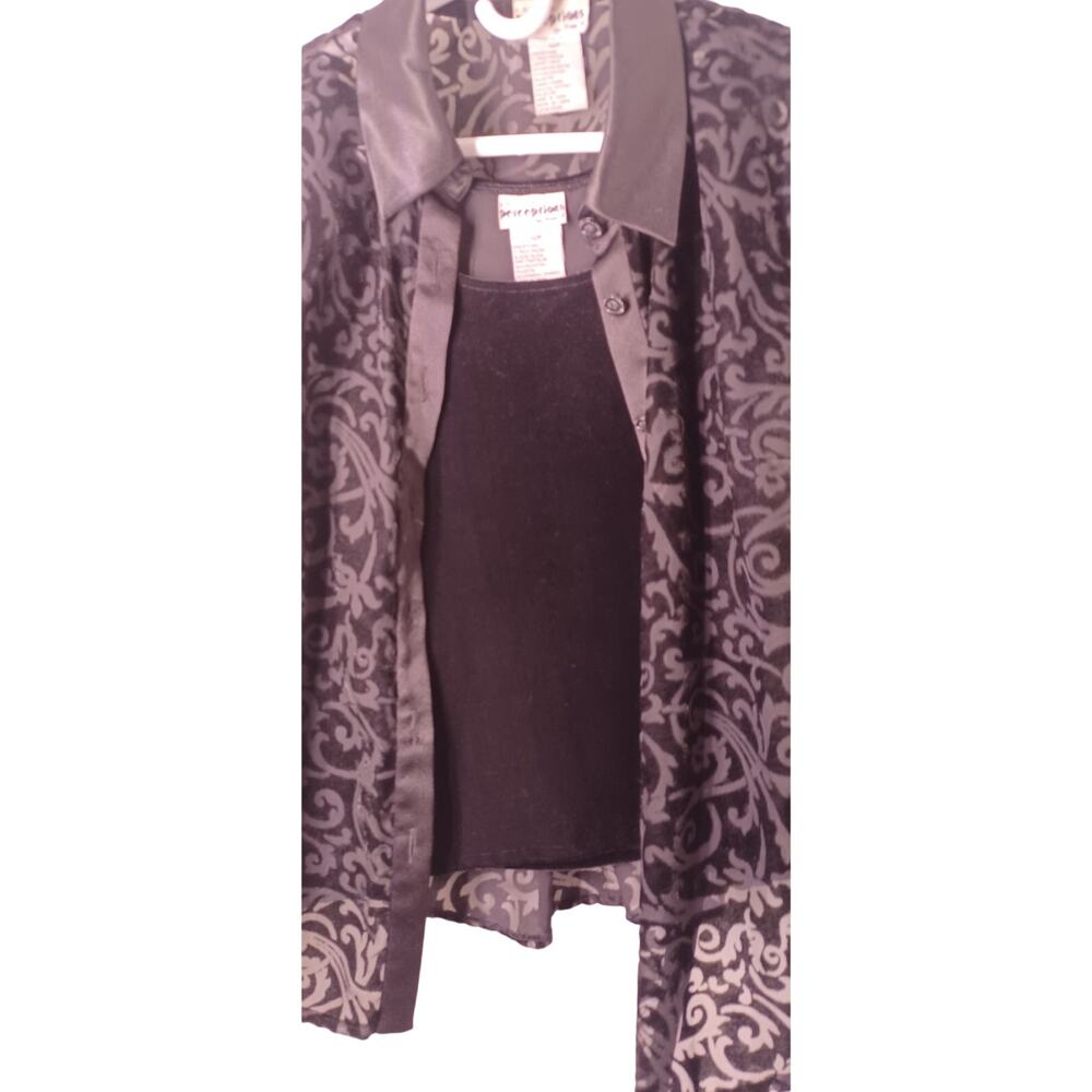VTG Petite Perceptions Two Piece Burnout Velvet Jacket & Velvet Top 12 Petite - Picture 3 of 11